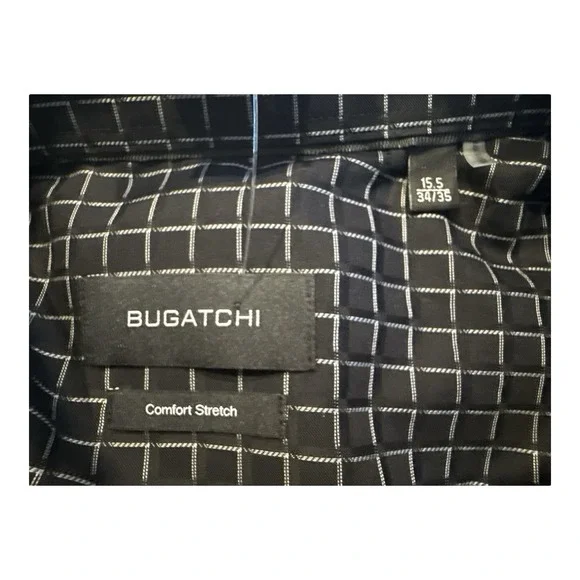 NWT Bugatchi Men's Axel Gingham Check Button-Up Shirt Comfort Stretch 15.5 34/35
